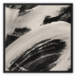 Load image into Gallery viewer, abstract paint brushes arcs swirls black white modern framed canvas painting monochromatic
