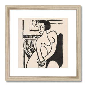 Art, Modern, Woodcut, Beige, Cream, Black, Female, Woman, Beauty, Nude