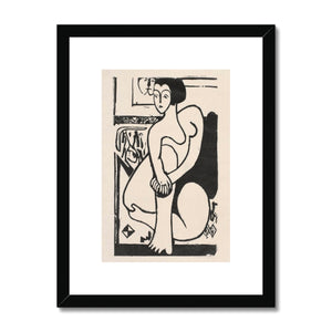 Art, Modern, Woodcut, Beige, Cream, Black, Female, Woman, Beauty, Nude