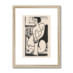 Load image into Gallery viewer, Art, Modern, Woodcut, Beige, Cream, Black, Female, Woman, Beauty, Nude
