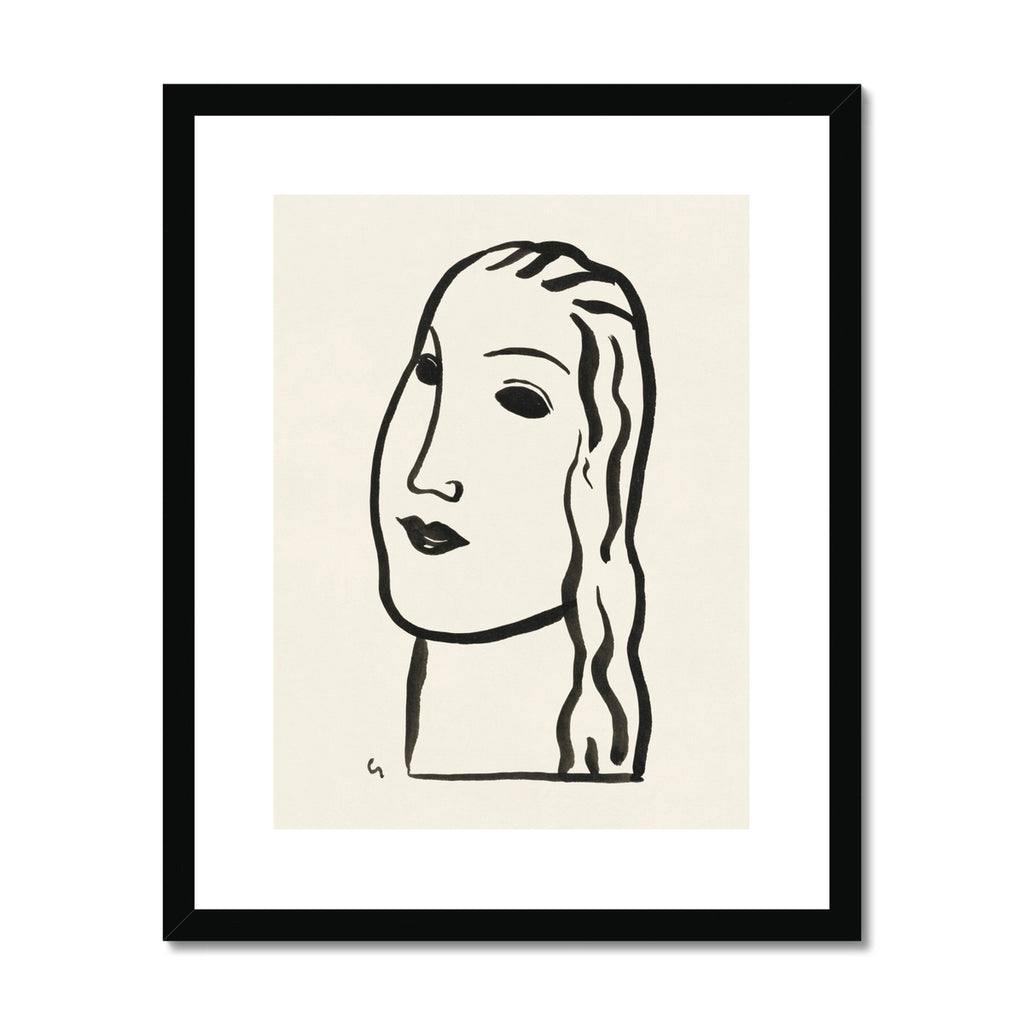 Art, Modern, Drawing, Beige, Cream, Black, Female, Woman, Beauty, Portrait