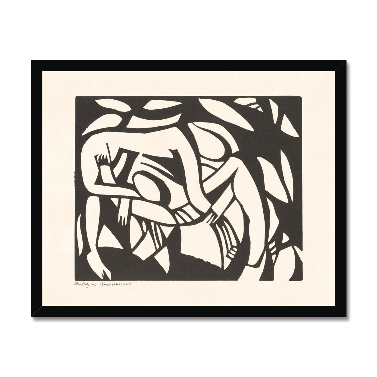 Figures, Beige, Black, Wrestlers, Hug, Abstract, Art