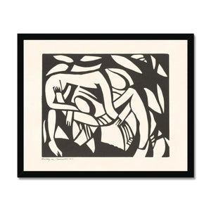 Figures, Beige, Black, Wrestlers, Hug, Abstract, Art